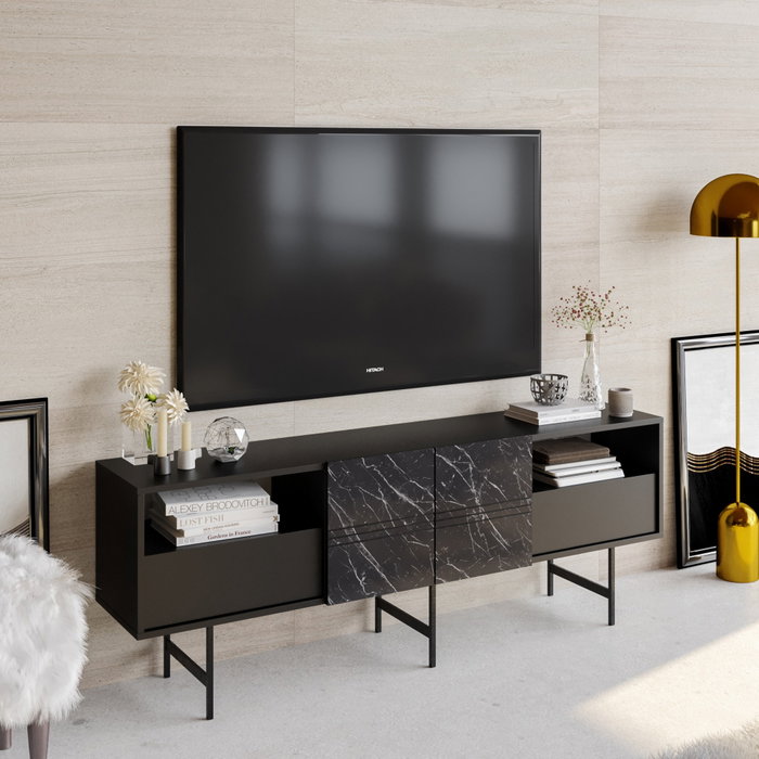 Hanah Home Derin - Soporte de TV Negro y Mármol Hanah Home Derin - Soporte de TV Negro y Mármol